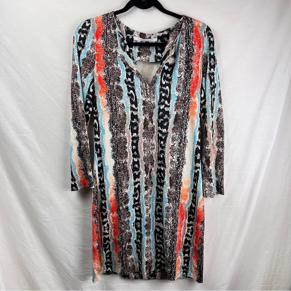 Diane Von Furstenberg Women’s Mixed Animal Print Shift Dress 100% Silk Size L